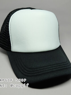 หมวกแก๊ปตาข่ายสีดำหน้าขาว