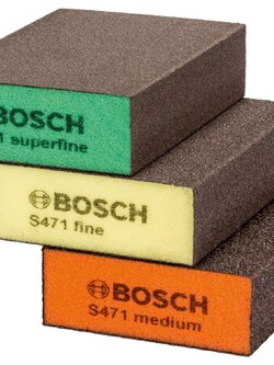 ฟองน้ำขัดถู กระดาษทรายฟองน้ำ Bosch รุ่น Flat & Edge (แพ็ค 3 ชิ้น) - Abrasive Sponge Set - Blue (3-Piece) - 2608621253