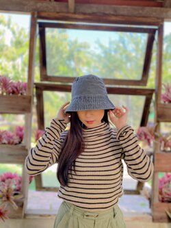 หมวกบัคเก็ตผ้ายีนส์ฟอก หมวกปีกรอบผ้าฟอก สไตล์เกาหลีทรงสวย