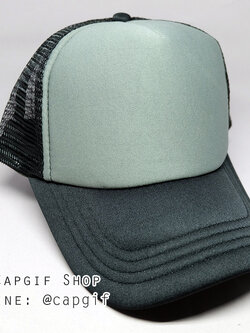 หมวแก๊ปตาข่ายสีดำหน้าเทา