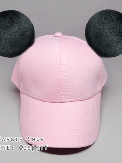 หมวกแก๊ปมิกกี้สีชมพูอ่อน