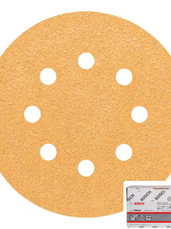 BOSCH C470 125mm Random Orbit Sanding Sheets- Best for Wood and Paint- กระดาษทรายกลมบ็อช 5 นิ้ว 8 รู (Made in Switzerland)