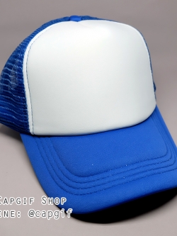 หมวกแก๊ปตาข่ายสีน้ำงเินหน้าขาว