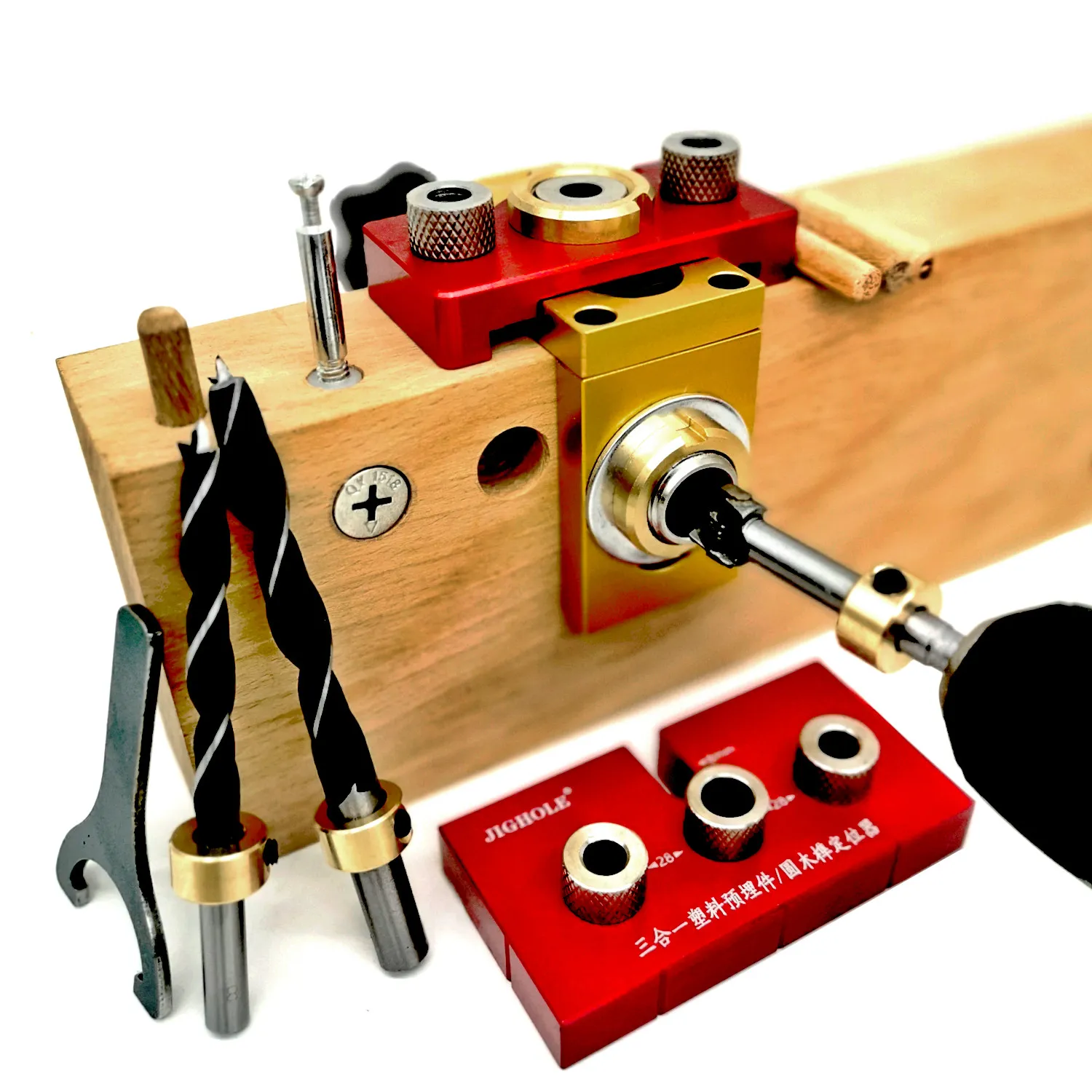 JIGHOLE JH-001-RG Doweling Jig, Fast Connecting Cam Fitting Drill Guide Jig - จิ๊กเจาะเดือยกลม จิ๊กเจาะเกือกม้า และเจาะฝังเดือยเหล็กยึดเกือกม้า JIGHOLE รุ่น JH-001-RG